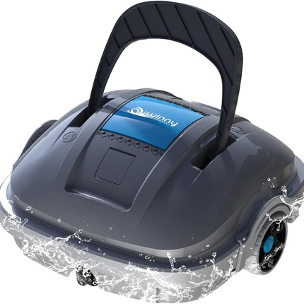 WINNY POOL CLEANER WY1102MAX Wireless Pool Robot Battery, Pool Vacuum Cleaner, Automatic Parking, 180 μm Filtration, with Hooks, 100 Min. Pool Robot Battery, for Flat Floor Above Pools up to 80 m²