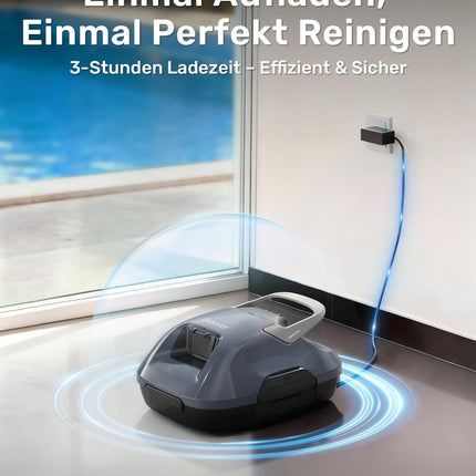 Gosvor Pool Vacuum Cleaner Battery with 90 Minutes Running Time, 3.4 kg Lightweight Pool Robot, Easy to Use, Self-Parking Function, 6600 LPH Strong Pool Cleaner with Double Motor, Ideal for Flat Floor up to 80 m²