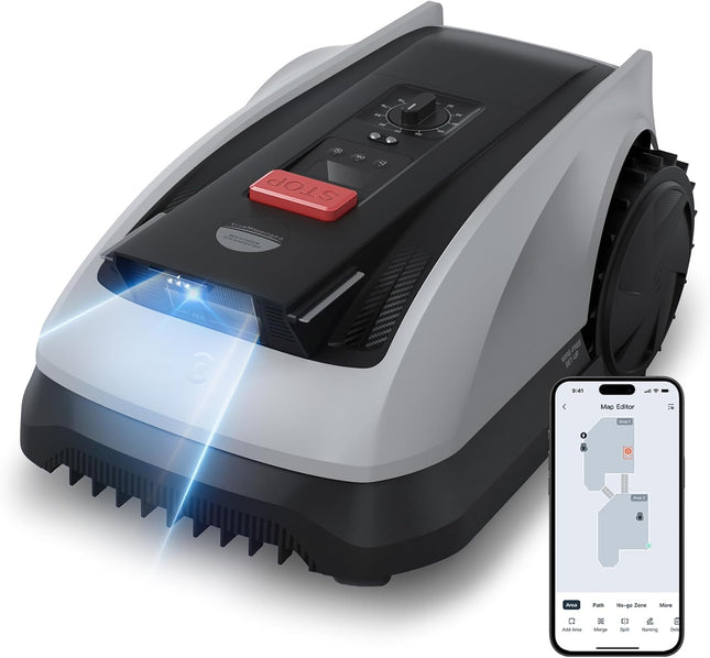 ECOVACS Goat O600 RTK Care Kit Robotic Lawnmower Without Boundary Cable, 600 m², RTK+Vision Navigation, Robotic Lawnmower, AI Obstacle Avoidance, App Control, Passes 0.7 m Narrow Places