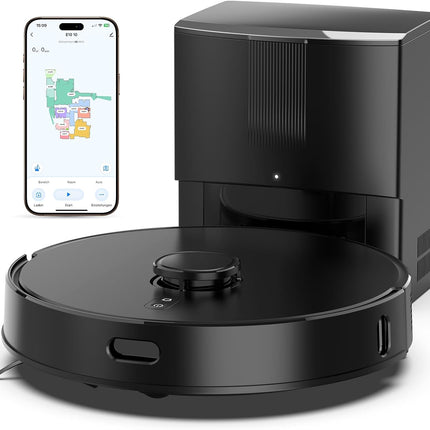 E10+ Robot Vacuum Cleaner with Wiping Function for Pet Hair Carpet with 8000Pa | BOTLUXE Vacuum cleaner robot with suction station 3.5 L, suction and mop robot LiDAR navigation, app control