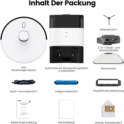 FIXR Robot Vacuum Cleaner with Mop Function, Vacuum Cleaner Robot with Suction Station 3.5 L, 12000 Pa Suction Power, Reactive 3D Obstacle Avoidance, T30+ Robot Vacuum Cleaner for Pet Hair and Carpet