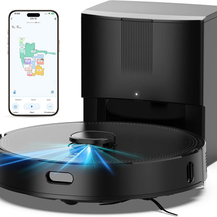 Robot Vacuum Cleaner with Mop Function, Vacuum Cleaner Robot with Suction Station 3.5 L, 8000 Pa Suction Power, LiDAR Navigation, E10+ Suction and Mop Robot for Pet Hair, Carpet Floors, App Control