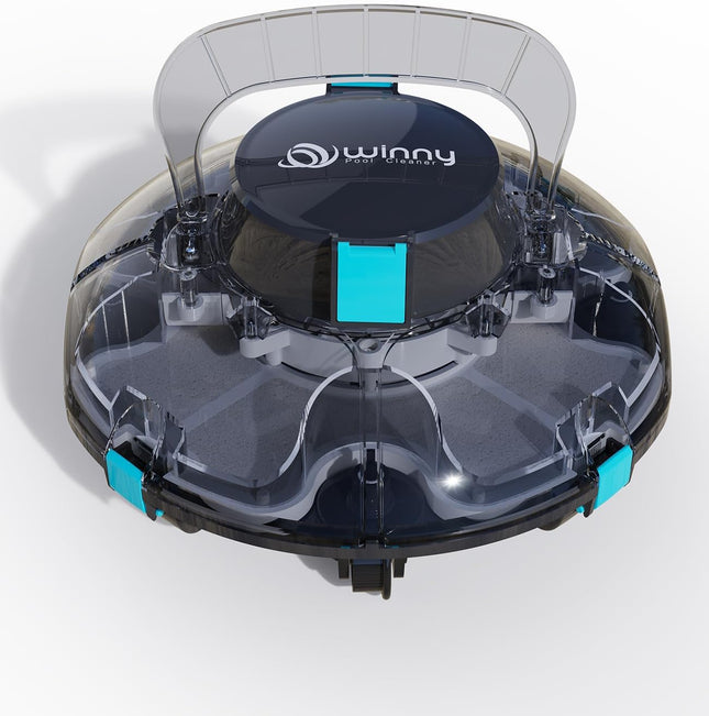 WINNY POOL CLEANER Winny 200 Pool Robot, Wireless Pool Vacuum Cleaner with Battery, 75 Minutes Running Time, for Above Ground Pools up to 60 m², Double Filtration, Automatic Parking, Compact