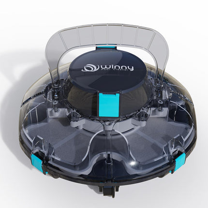 WINNY POOL CLEANER Winny 200 Pool Robot, Wireless Pool Vacuum Cleaner with Battery, 75 Minutes Running Time, for Above Ground Pools up to 60 m², Double Filtration, Automatic Parking, Compact