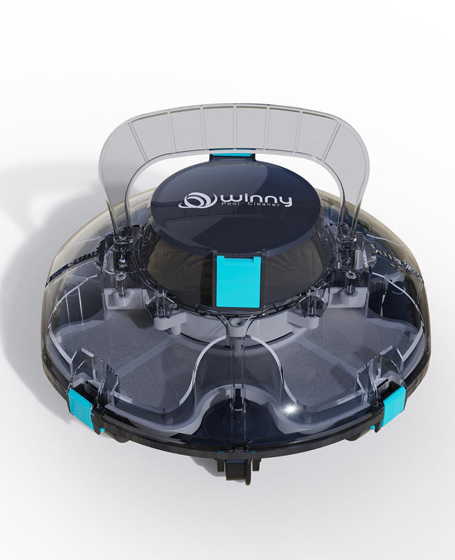 WINNY POOL CLEANER Winny 200 Pool Robot, Wireless Pool Vacuum Cleaner with Battery, 75 Minutes Running Time, for Above Ground Pools up to 60 m², Double Filtration, Automatic Parking, Compact