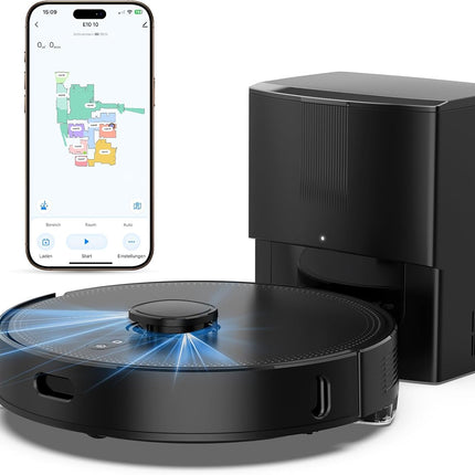 Robot Vacuum Cleaner with Mop Function, Vacuum Cleaner Robot with Suction Station 3.5 L, 8000 Pa Suction Power, LiDAR Navigation, E10+ Suction and Mop Robot for Pet Hair, Carpet Floors, App Control