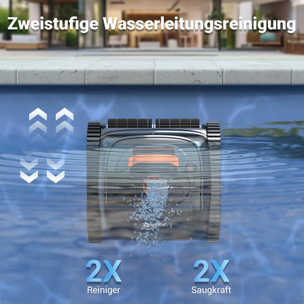WINNY POOL CLEANER Winny C1 Pool Robot Battery Wall and Floor No Cable, Cleans Floor & Walls, 150 Minutes, Self-Parking, App Control, 150 ㎡ Range, for Ground & Above Ground Pools, Black Orange