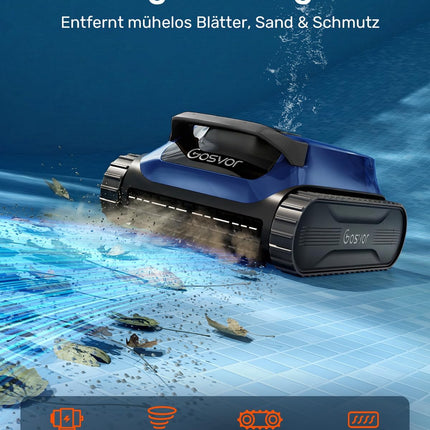 Gosvor (2026 Upgrade) LiteVac G1 4‑in‑1 Poolroboter für Wand, Boden, Wasserlinie und Flachzone, 3μm Ultrafeinfilter, bis zu 200 Min. Laufzeit, nur 6,9 kg, für Pools bis zu 200 m²