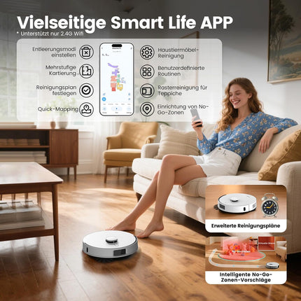 FIXR Robot Vacuum Cleaner with Mop Function, Vacuum Cleaner Robot with Suction Station 3.5 L, 12000 Pa Suction Power, Reactive 3D Obstacle Avoidance, T30+ Robot Vacuum Cleaner for Pet Hair and Carpet