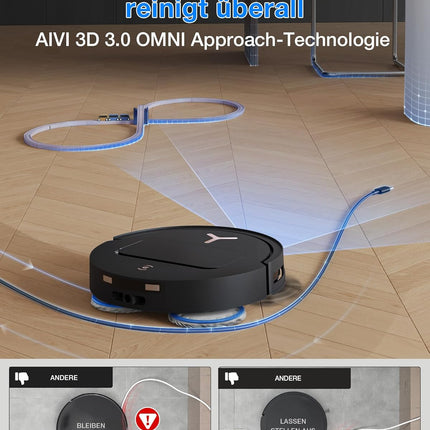 ECOVACS T50 PRO Omni Gen3 Robot Vacuum Cleaner with Mop Function 25,000 Pa, 81 mm | AIVI 3D 3.0, automatic. Addition of cleaning solution, cleaning the mop at 75°C, hot air drying, ZeroTangle 3.0, gloss black