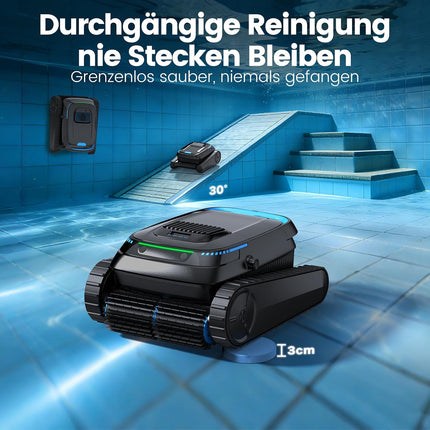 PC10 Pool Robot Floor and Wall, Waterline, 18927LPH Power Cleaner | (2026 Upgrade) Pool Vacuum Cleaner Battery Wireless, Intelligent Navigation, Pool Cleaner for Pools up to 170 ㎡, Black