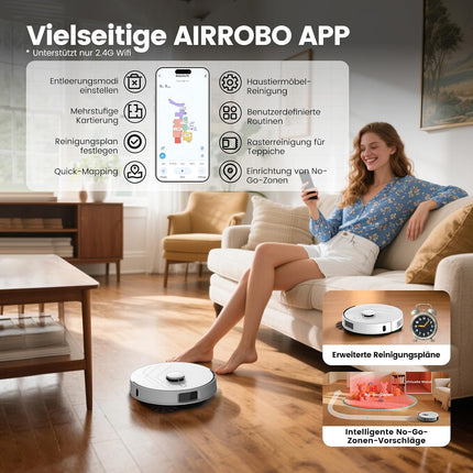 T30+ Robot Vacuum Cleaner with Mop Function, Vacuum Cleaner Robot with Suction Station 3.5 L, 12000Pa Suction Power, Reactive 3D Obstacle Avoidance