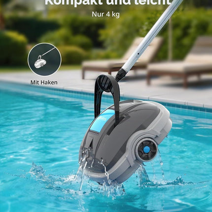 WINNY POOL CLEANER WY1102MAX Wireless Pool Robot Battery, Pool Vacuum Cleaner, Automatic Parking, 180 μm Filtration, with Hooks, 100 Min. Pool Robot Battery, for Flat Floor Above Pools up to 80 m²