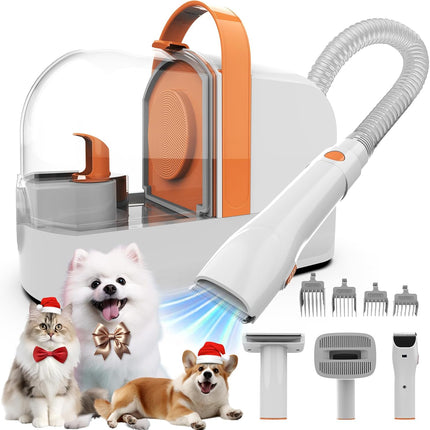 Dog Grooming Vacuum Pet Hair Dog Clipper with Vacuum Cleaner 12000 Pa | PG10 Dog Brush Pet Hair Remover for Dogs Cats Quiet Clipper Dog with Care Tools