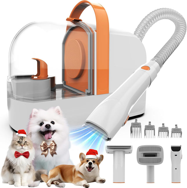 Dog Grooming Vacuum Pet Hair Dog Clipper with Vacuum Cleaner 12000 Pa | PG10 Dog Brush Pet Hair Remover for Dogs Cats Quiet Clipper Dog with Care Tools