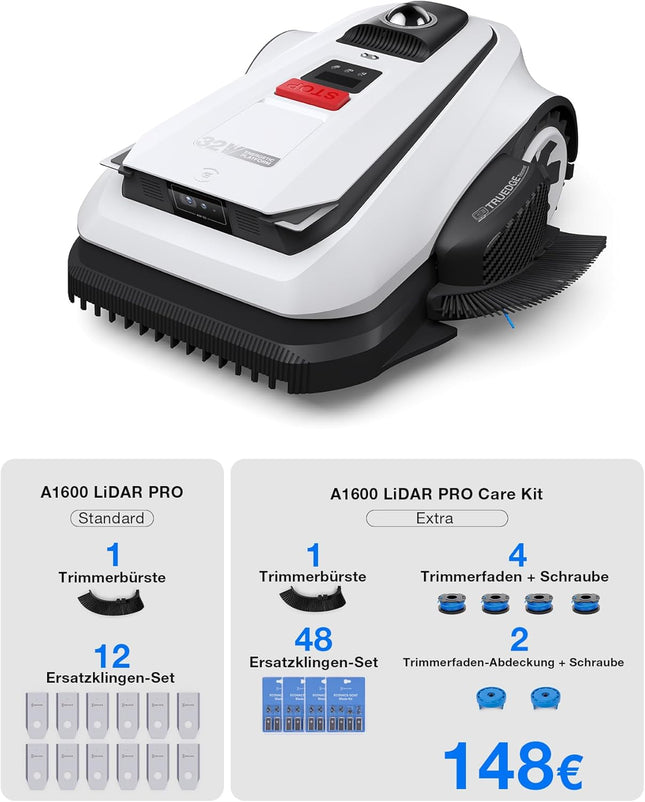 ECOVACS GOAT A1600 LiDAR PRO Care Kit Robotic Lawnmower without Boundary Cable, 1,600 m², 360° Dual LiDAR Navigation, Automatic Mapping, AI 3D Obstacle Avoidance, Super Fast Charging, 50% Incline