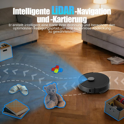 Robot Vacuum Cleaner with Mop Function, Vacuum Cleaner Robot with Suction Station 3.5 L, 8000 Pa Suction Power, LiDAR Navigation, E10+ Suction and Mop Robot for Pet Hair, Carpet Floors, App Control