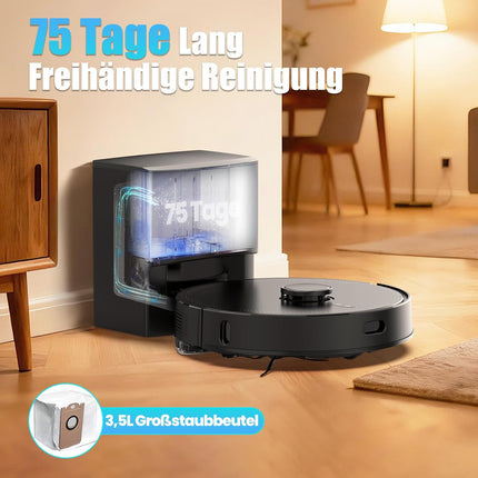 Robot Vacuum Cleaner with Mop Function, Vacuum Cleaner Robot with Suction Station 3.5 L, 8000 Pa Suction Power, LiDAR Navigation, E10+ Suction and Mop Robot for Pet Hair, Carpet Floors, App Control