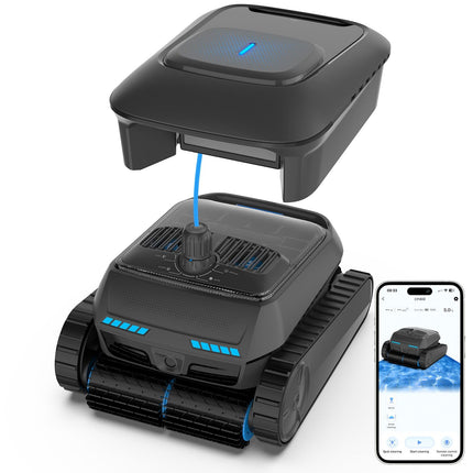 Pool Robot Battery Wireless, Pool Robot Floor and Wall, Waterline, Ultrasonic Detection, Intelligent Navigation (PC200lite)
