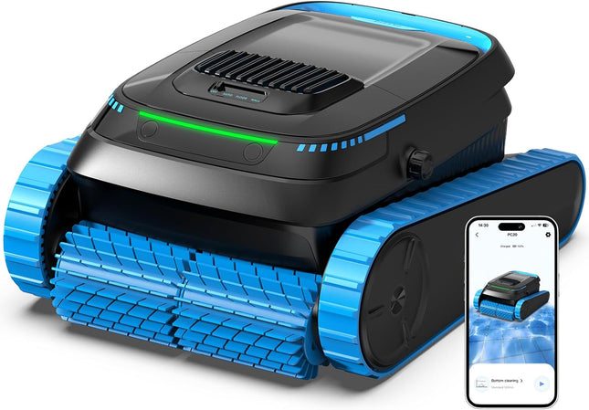 PC20 Pool Robot Floor and Wall, Waterline, App Control | Intelligent navigation, 18927LPH powerful, pool vacuum cleaner for pools up to 170㎡