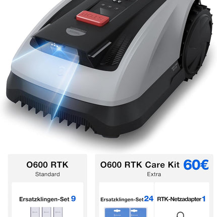 ECOVACS Goat O600 RTK Care Kit Robotic Lawnmower Without Boundary Cable, 600 m², RTK+Vision Navigation, Robotic Lawnmower, AI Obstacle Avoidance, App Control, Passes 0.7 m Narrow Places