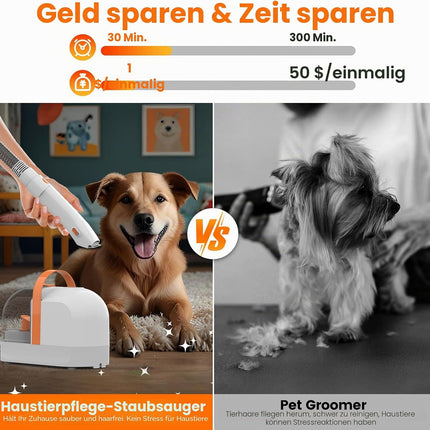 Dog Grooming Vacuum Pet Hair Dog Clipper with Vacuum Cleaner 12000 Pa | PG10 Dog Brush Pet Hair Remover for Dogs Cats Quiet Clipper Dog with Care Tools