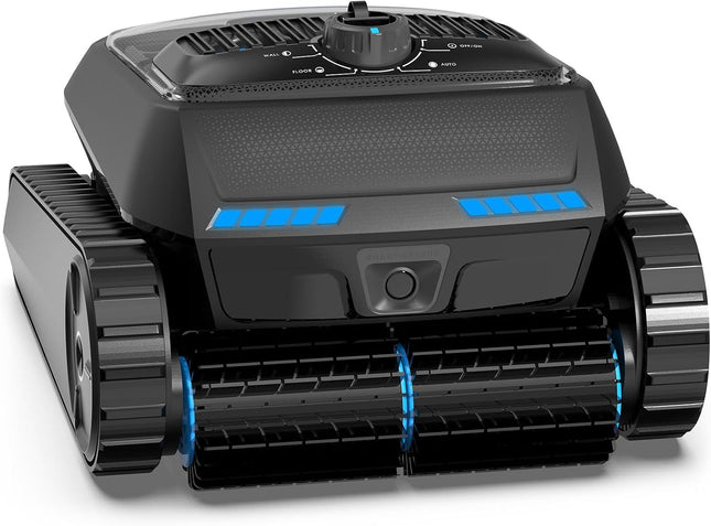Wireless Pool Robot, Navigation & Self-Parking for Pools up to 300 ㎡ | Wireless pool robot, sat nav, ultrasound, self-parking, 90° climbing, 10400 mAh battery, IP68 for floor, wall, waterline.