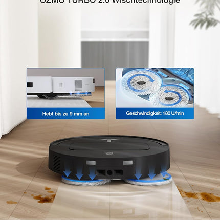 ECOVACS T50 Omni Gen2 Robot Vacuum Cleaner with Mop Function 21,000 Pa, ZeroTangle | Robot Vacuum Cleaner, Extendable Side Brush and Mop, Mop Wash with 75°C Hot Water, All-in-One Station, Silver Black