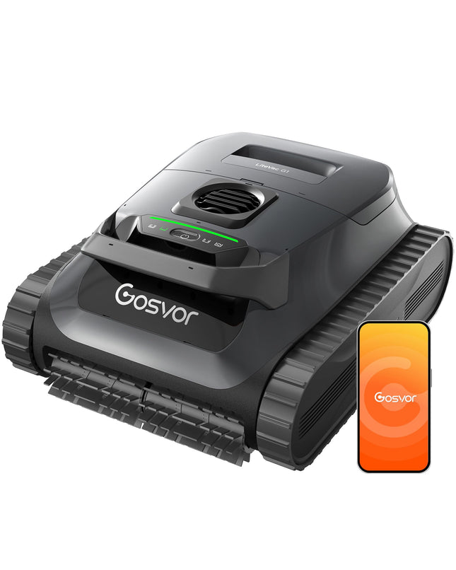 Gosvor Pool Robot Wall and Floor, Waterline, Flat Zone 4-in-1, Up to 200 Minutes Runtime, Lightweight 6.9 kg, 3μm Ultra Fine Filter, Pool Suager Battery for Pools up to 200 m², Orange