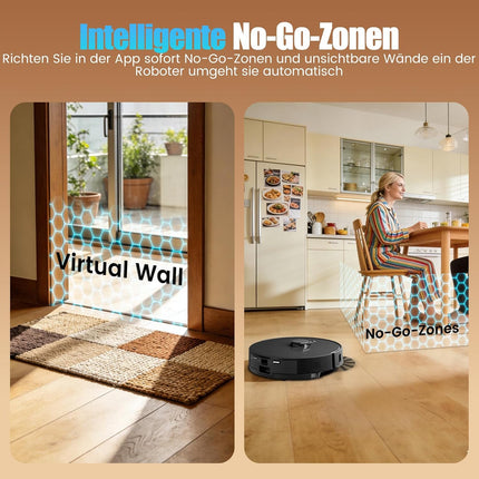 E10+ Robot Vacuum Cleaner with Wiping Function for Pet Hair Carpet with 8000Pa | BOTLUXE Vacuum cleaner robot with suction station 3.5 L, suction and mop robot LiDAR navigation, app control