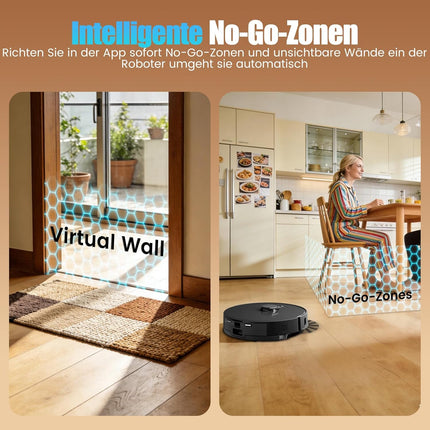 Robot Vacuum Cleaner with Mop Function, Vacuum Cleaner Robot with Suction Station 3.5 L, 8000 Pa Suction Power, LiDAR Navigation, E10+ Suction and Mop Robot for Pet Hair, Carpet Floors, App Control