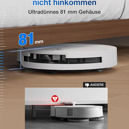 ECOVACS T50 Omni Gen2 Robot Vacuum Cleaner with Mop Function 21,000 Pa, ZeroTangle | Robot Vacuum Cleaner, Extendable Side Brush and Mop, Mop Wash with 75°C Hot Water, All-in-One Station, Silver White