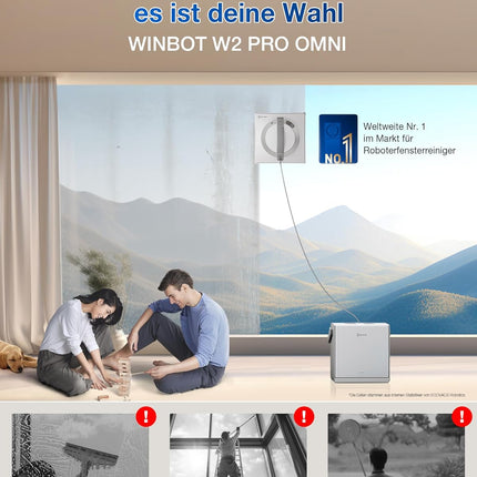 ECOVACS WINBOT ‎W2 PRO Omni Window Cleaning Robot with 6-in-1 Multifunctional Station, Charging in Operation, 3-Nozzle Spray Head, 12-Stage Protection, Win-SLAM 4.0 Path Planning, White