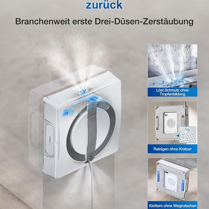 ECOVACS WINBOT ‎W2 PRO Omni Window Cleaning Robot with 6-in-1 Multifunctional Station, Charging in Operation, 3-Nozzle Spray Head, 12-Stage Protection, Win-SLAM 4.0 Path Planning, White