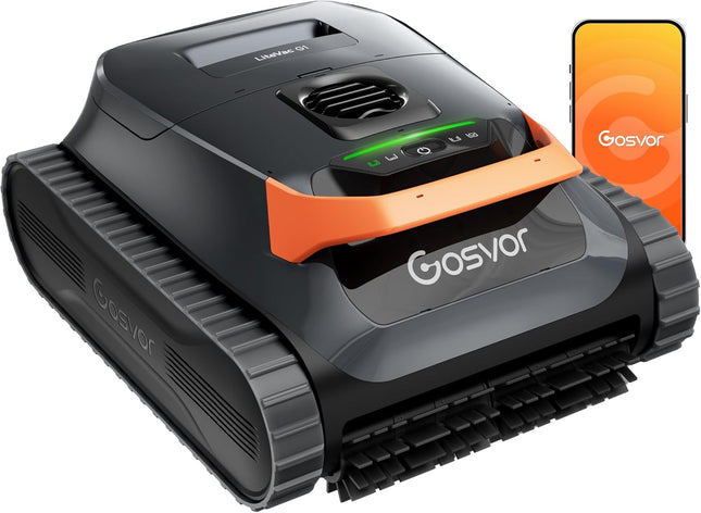 Gosvor LiteVac G1 4-in-1 Pool Robot for Wall, Floor, Waterline and Flat Zone, 3μm Ultra Fine Filter, Up to 200 Minutes Runtime, Only 6.9 kg, for Pools up to 200 m²