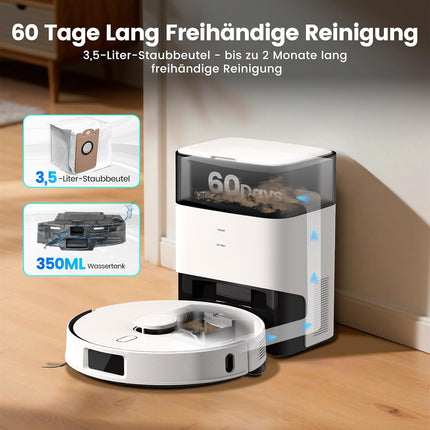 FIXR Robot Vacuum Cleaner with Mop Function, Vacuum Cleaner Robot with Suction Station 3.5 L, 12000 Pa Suction Power, Reactive 3D Obstacle Avoidance, T30+ Robot Vacuum Cleaner for Pet Hair and Carpet