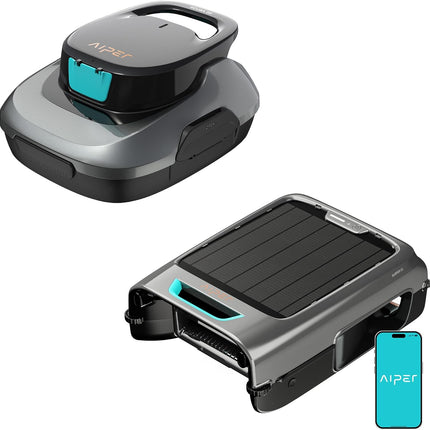 AIPER Scuba SE + EcoSurfer S2 Bundle - Wireless Pool Robot & Solar Pool Skimmer for Floor and Surface Cleaning | Automatic Pool Care for Above & Recessed Pools