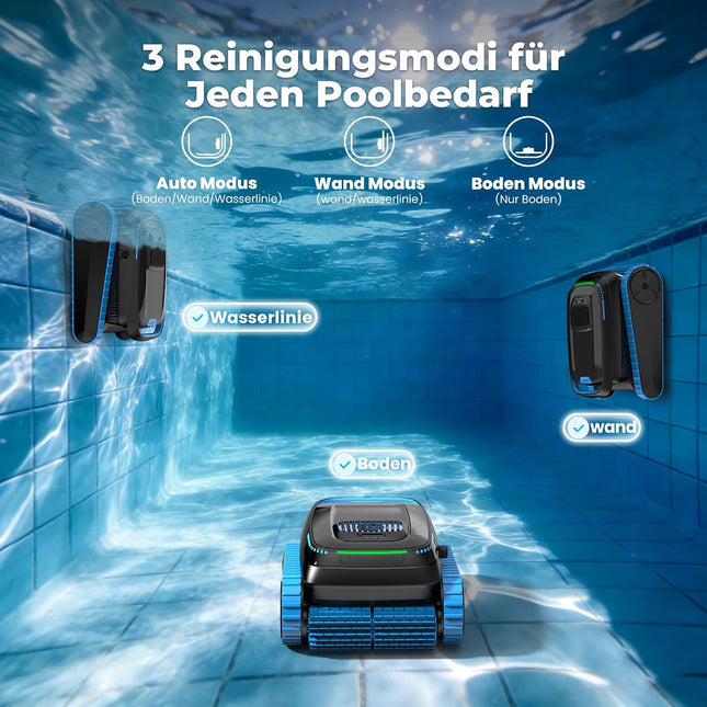 PC20 Pool Robot Floor and Wall, Waterline, App Control | Intelligent navigation, 18927LPH powerful, pool vacuum cleaner for pools up to 170㎡