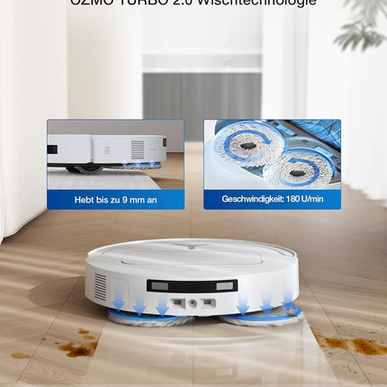ECOVACS T50 Omni Gen2 Robot Vacuum Cleaner with Mop Function 21,000 Pa, ZeroTangle | Robot Vacuum Cleaner, Extendable Side Brush and Mop, Mop Wash with 75°C Hot Water, All-in-One Station, Silver White