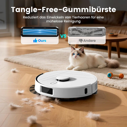 T30+ Robot Vacuum Cleaner with Mop Function, Vacuum Cleaner Robot with Suction Station 3.5 L, 12000Pa Suction Power, Reactive 3D Obstacle Avoidance