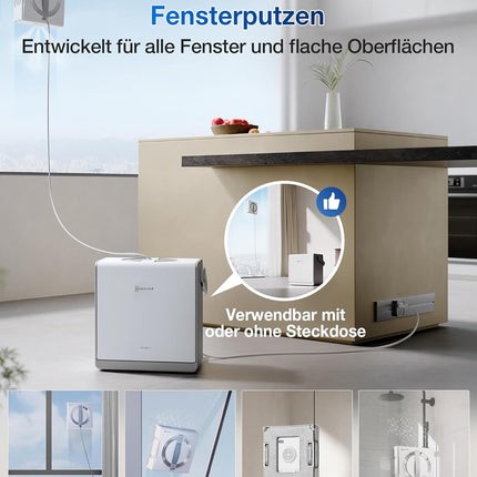ECOVACS WINBOT ‎W2 PRO Omni Window Cleaning Robot with 6-in-1 Multifunctional Station, Charging in Operation, 3-Nozzle Spray Head, 12-Stage Protection, Win-SLAM 4.0 Path Planning, White