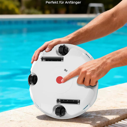 WINNY POOL CLEANER Winny 200 Pool Robot, Wireless Pool Vacuum Cleaner with Battery, 75 Minutes Running Time, for Above Ground Pools up to 60 m², Double Filtration, Automatic Parking, Compact
