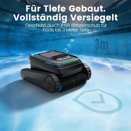 PC10 Pool Robot Floor and Wall, Waterline, 18927LPH Power Cleaner | (2026 Upgrade) Pool Vacuum Cleaner Battery Wireless, Intelligent Navigation, Pool Cleaner for Pools up to 170 ㎡, Black