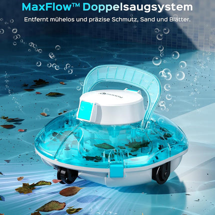 WINNY POOL CLEANER Winny 200 Pool Robot, Wireless Pool Vacuum Cleaner with Battery, 80 Minutes Running Time, for Above Ground Pools up to 60 m², Double Filtration, Automatic Parking, Compact