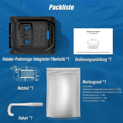 Pool Robot Battery Wireless, Pool Robot Floor and Wall, Waterline, Ultrasonic Detection, Intelligent Navigation (PC200lite)