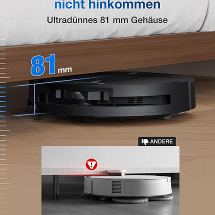 ECOVACS T50 Omni Gen2 Robot Vacuum Cleaner with Mop Function 21,000 Pa, ZeroTangle | Robot Vacuum Cleaner, Extendable Side Brush and Mop, Mop Wash with 75°C Hot Water, All-in-One Station, Silver Black