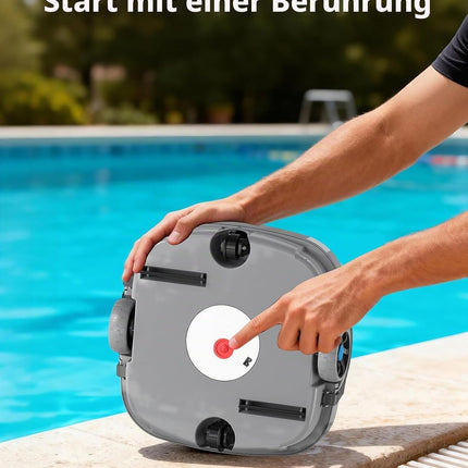 WINNY POOL CLEANER WY1102MAX Wireless Pool Robot Battery, Pool Vacuum Cleaner, Automatic Parking, 180 μm Filtration, with Hooks, 100 Min. Pool Robot Battery, for Flat Floor Above Pools up to 80 m²