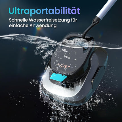 AIPER Kabelloser Poolroboter, Poolsauger Akku mit Doppelantrieb, Selbstparkend, Poolreinigungsroboter, Geeignet für Flache Pools bis zu 80 m2 (Dauer 90 Minuten) - Seagull 800B