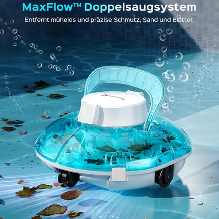 WINNY POOL CLEANER Winny 200 Pool Robot, Wireless Pool Vacuum Cleaner with Battery, 75 Minutes Running Time, for Above Ground Pools up to 60 m², Double Filtration, Automatic Parking, Compact