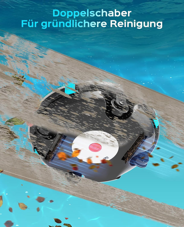 WINNY POOL CLEANER Winny 200 Pool Robot, Wireless Pool Vacuum Cleaner with Battery, 75 Minutes Running Time, for Above Ground Pools up to 60 m², Double Filtration, Automatic Parking, Compact